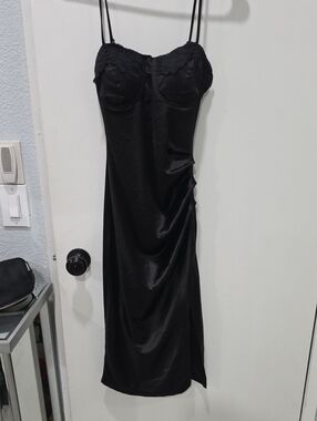Black Lace-Trim Slip Dress - Women
